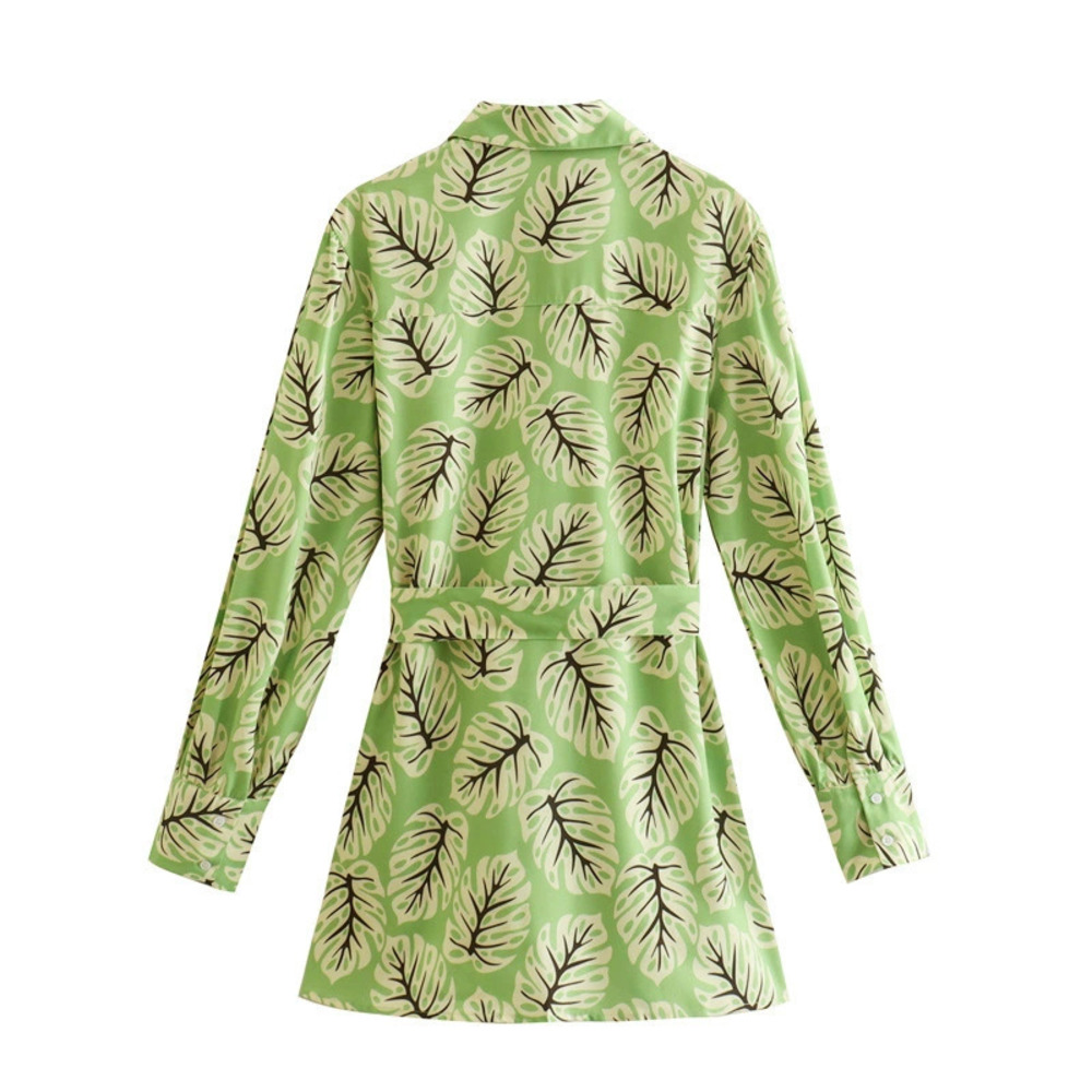 Long Sleeve Printed Shirt Dress